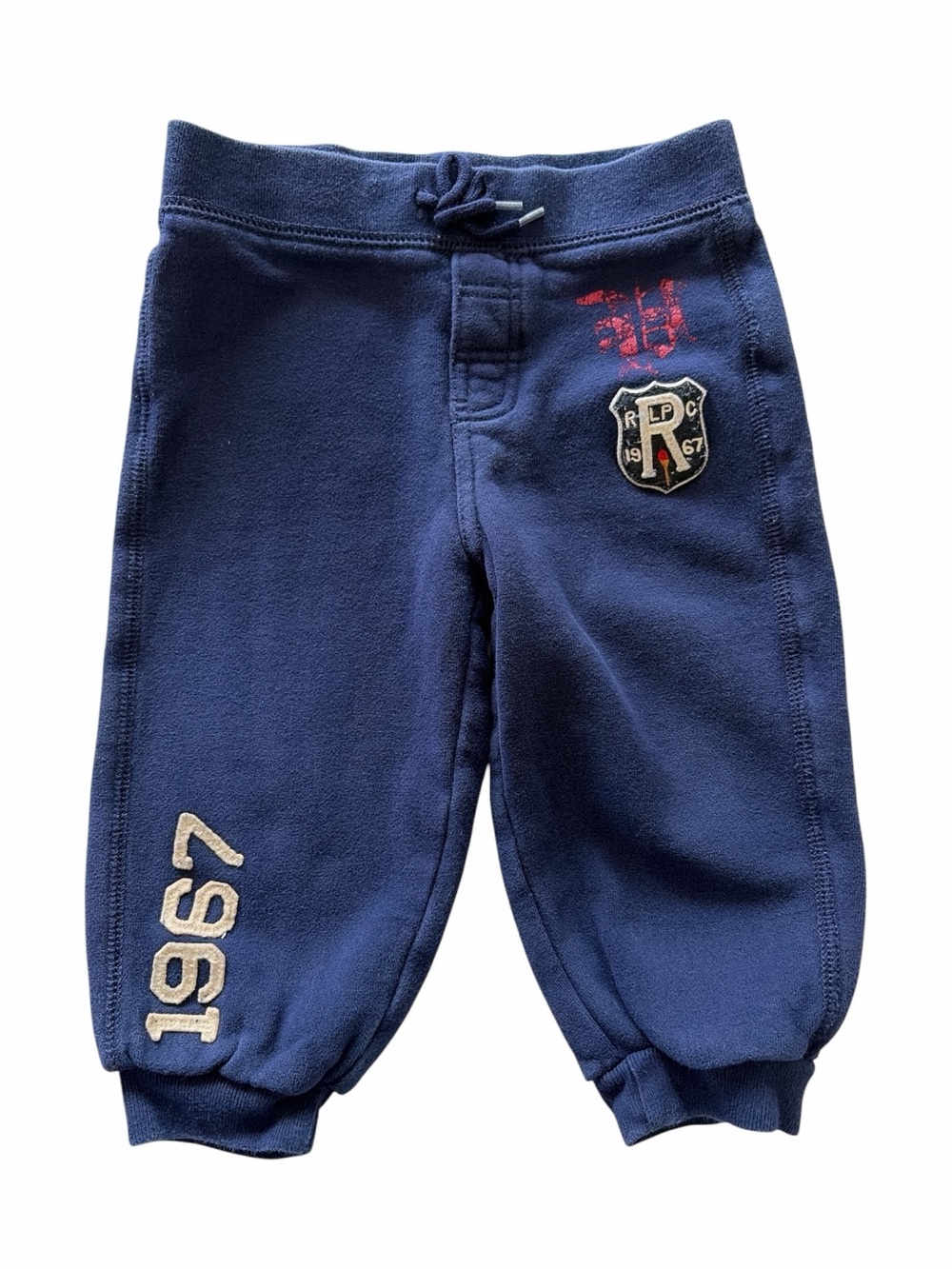 Polo Ralph Lauren Boys Navy Blue Fleece Jogger Pants Preppy Academic 18 Months